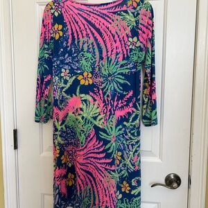 Lilly Pulitzer Pink and Blue Floral Long Sleeve Dress